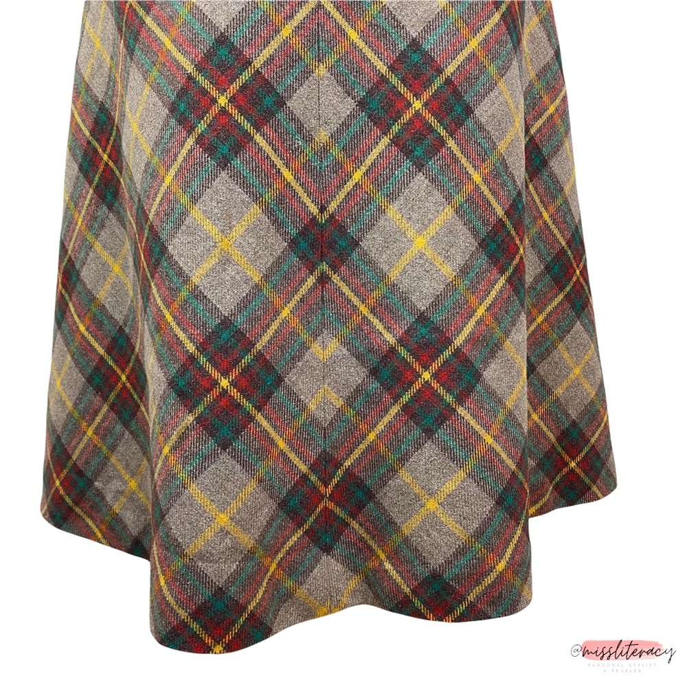 Vintage Women's Mister Leonard/Len Wasser Wool Plaid Tartan Midi Skirt [Size L] - Picture 4 of 15